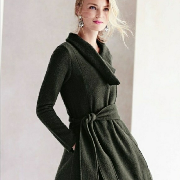 Anthropologie Sweaters - Anthro Sparrow Green Belted Wool Sweater Coat XSP